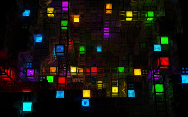 abstract, 3d, Cg, Digital, Art, Colors, Cubes, Square, Shapes, Pattern, Dark, Bright, Art, Artistic HD Wallpaper Desktop Background