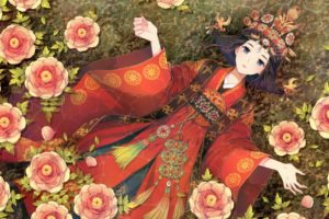 nardack, Anime, Manga, Asian, Oriental, Kimono, Japanese, Clothes, Flowers, Art, Artistic, Color, Style