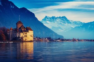 switzerland, Lake, Geneva, Cities, Castle, Architecture, Buildings, Houses, Resort, Scenic, Plac
