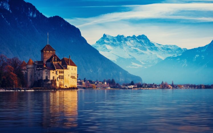 switzerland, Lake, Geneva, Cities, Castle, Architecture, Buildings, Houses, Resort, Scenic, Plac HD Wallpaper Desktop Background