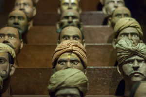 wooden, Heads, Horniman, Museum, London, Statues, Sculptures, Art, Artistic, Humor, Funny, Figure, Faces, Eyes, Stare, Pov, People, Men, Males, Scarf, Photography