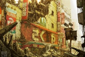 post, Apocalyptic, Tokyogenso, Asian, Oriental, Japan, Tokyo, Ruin, Decay, Destruction, Architecture, Buildings, Signs, Roads, Street, Art, Artistic, Cg, Digital, Wreckage, Wreck, Detail, Horror, Scary, Creepy, S