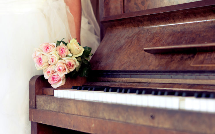 music, Piano, Musical, Instrument, Flowers, Bokeh, Bouquet, Mood HD Wallpaper Desktop Background