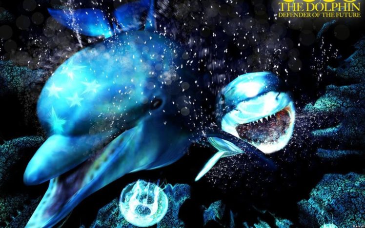 sharks, Dolphins, Underwater HD Wallpaper Desktop Background