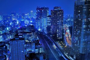 light, Japan, Blue, Tokyo, Cityscapes, Night, Buildings, Roads