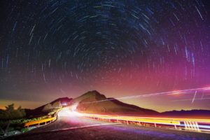 world, Roads, Vehicles, Cars, Traffic, Lights, Time, Lapse, Lapse, Rialing, Fence, Nature, Landscapes, Sky, Stars, Mountains, Photography, Sci, Fi, Science, Fiction