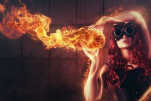 manipulation, Cg, Digital, Art, Fire, Flames, Goggles, Redhed, Situation, Mood, Emotion, Psychedelic, Fantasy, Women, Females, Girls, Babes, Sexy, Sensual, Models, Heat, Hot