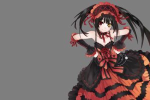 date, A, Live, Bicolored, Eyes, Black, Hair, Bow, Breasts, Choker, Cleavage, Date, A, Live, Dress, Headdress, Long, Hair, Red, Eyes, Transparent, Twintails, Vector, White, Yellow, Eyes