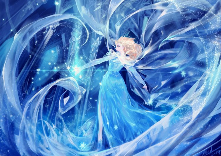 frozen,  disney , Alcd, Blonde, Hair, Blue, Blue, Eyes, Dress, Elsa,  frozen , Frozen,  disney , Signed, Snow HD Wallpaper Desktop Background