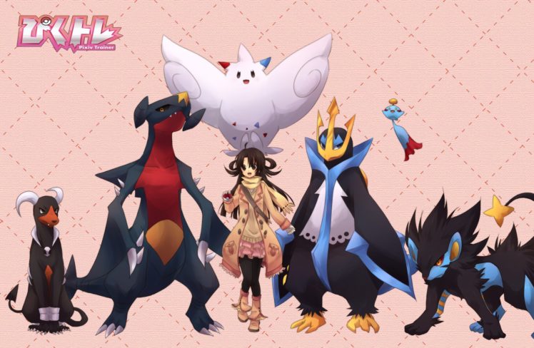 pokemon, Brown, Eyes, Brown, Hair, Chimecho, Empoleon, Garchomp, Houndoom, Kisaitu, Long, Hair, Luxray, Pajamas, Pokemon, Togetic HD Wallpaper Desktop Background