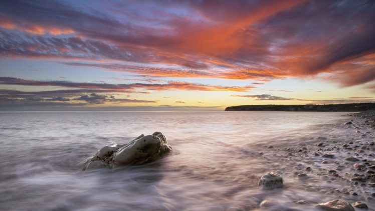 sunset, Coast, England, Mist, Head, Site, Skyscapes HD Wallpaper Desktop Background