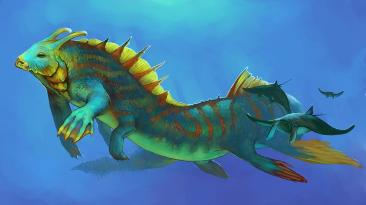 fantasy, Sea, Ocean, Creature, Dinosaur, Color, Animals, Manta, Ray HD Wallpaper Desktop Background