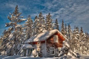 cabin, Tree, Winter, Old, House, Trees, Snow