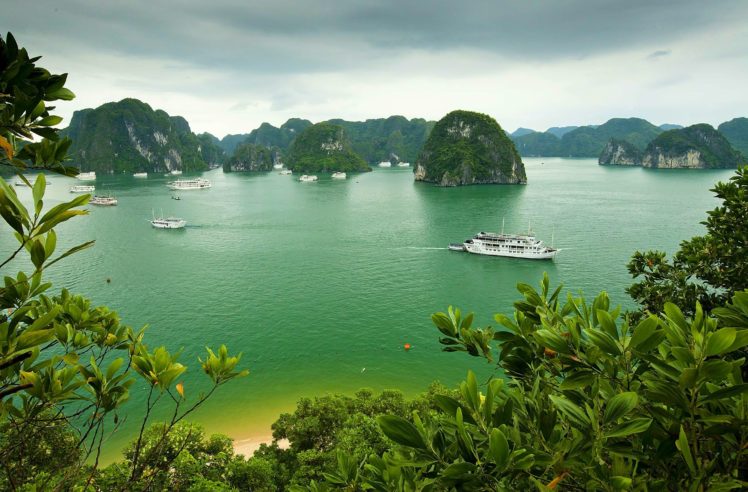 halong, Bay, Vietnam, Island, Ship, Boat HD Wallpaper Desktop Background