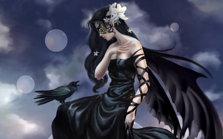 fantasy, Dark, Witch, Animals, Birds, Raven, Gothic, Women, Cg, Digital, Art HD Wallpaper Desktop Background