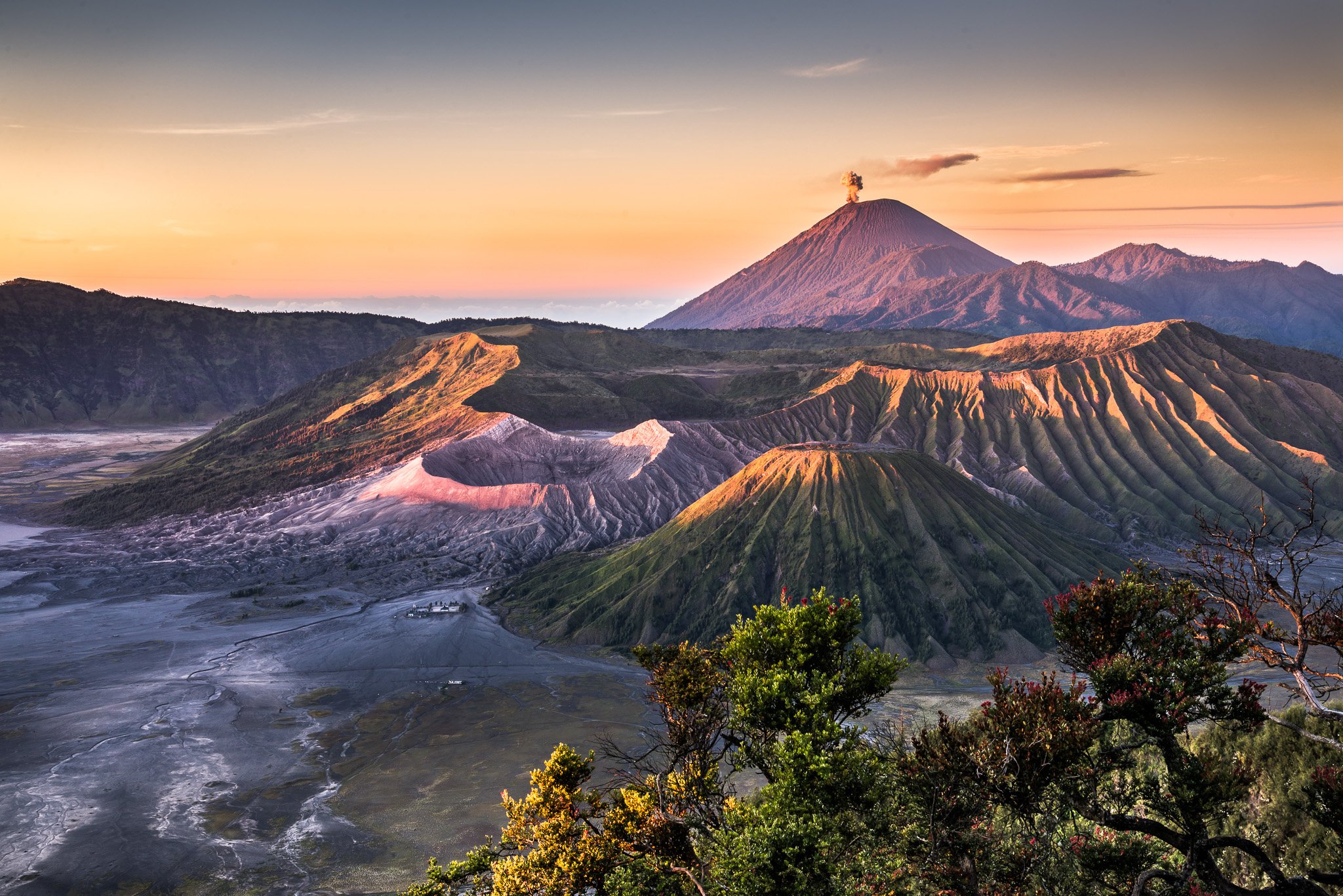 mount, Bromo, Indonesia, Sunset, Landscape, Volcano Wallpaper
