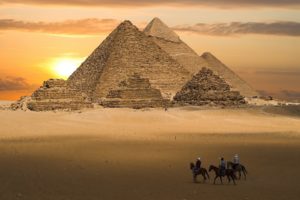 sand, Pyramid, Riders, Egypt