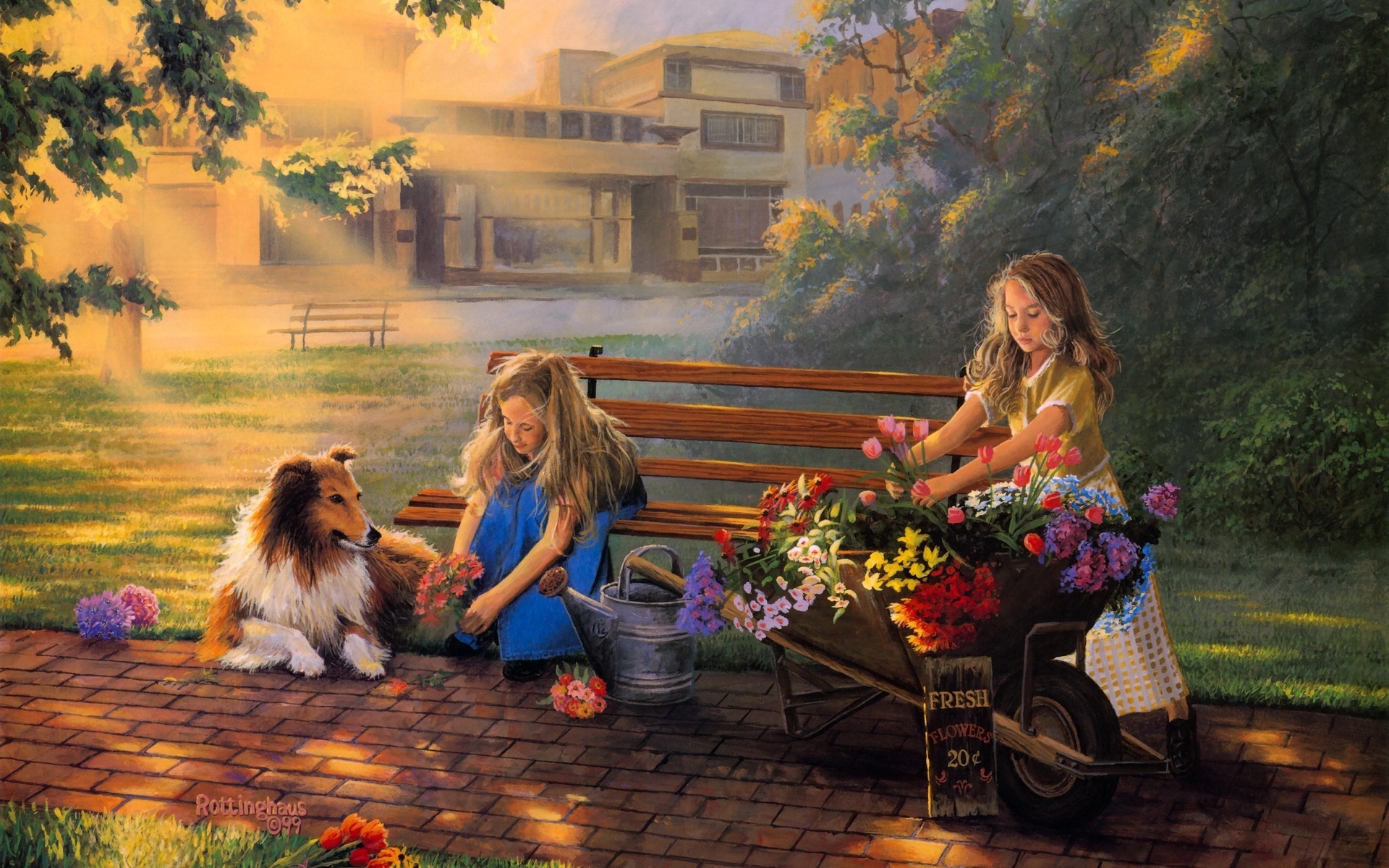 paintings, Art, Children, Kids, Flowers, Cute Wallpaper