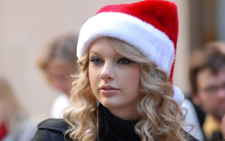 taylor, Swift, With, A, Christmas, Hat HD Wallpaper Desktop Background
