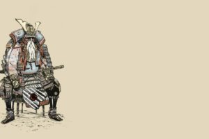 samurai, Armor, Artwork, Simple, Background