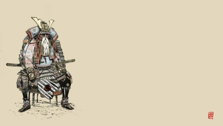 samurai, Armor, Artwork, Simple, Background HD Wallpaper Desktop Background