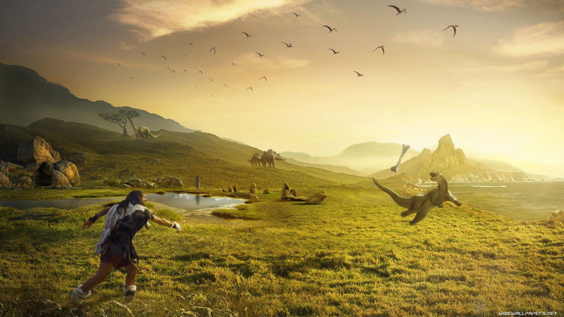landscapes, Dinosaurs Wallpaper