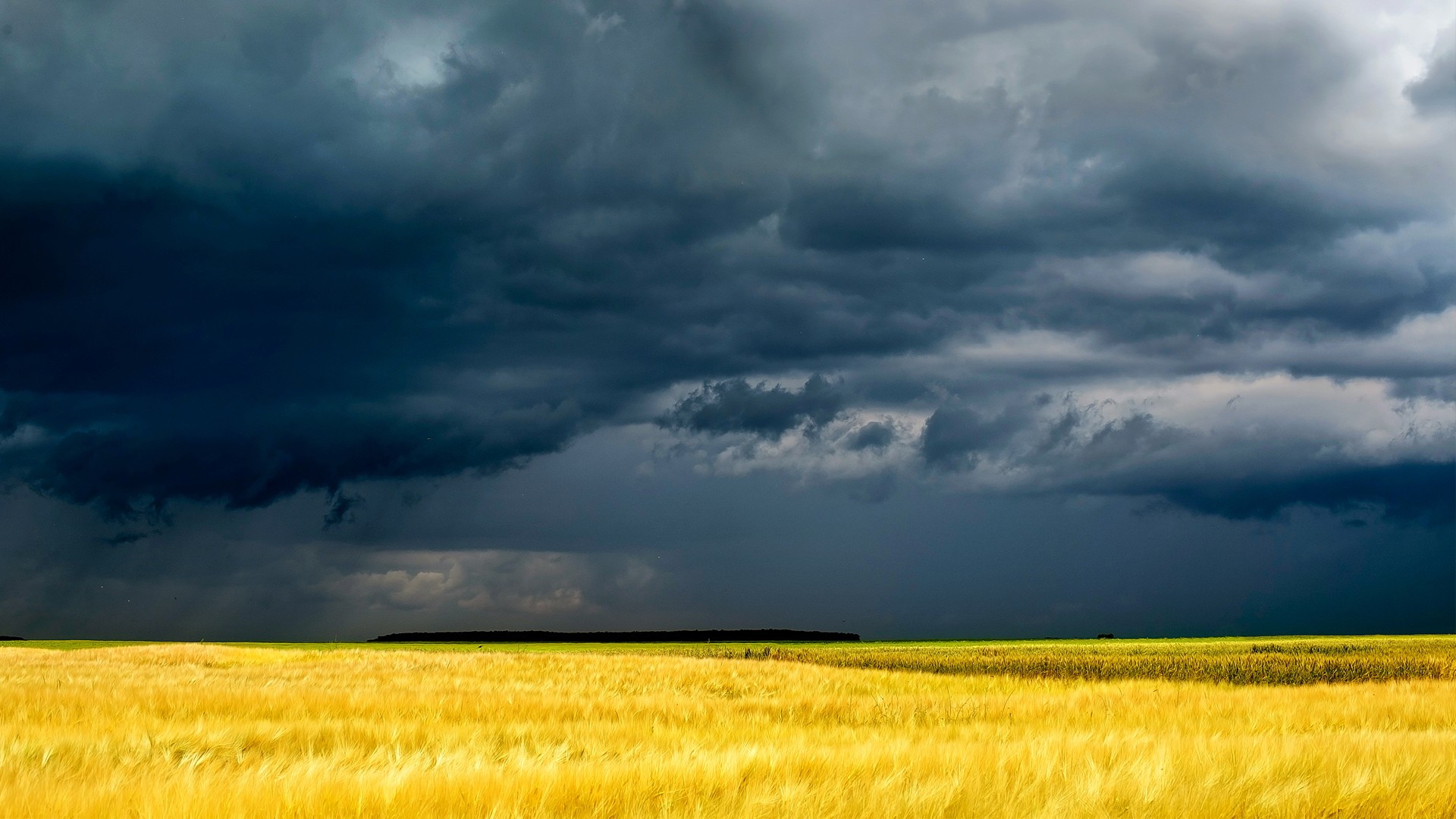 fields, Grass, Sky, Clouds, Storm Wallpaper