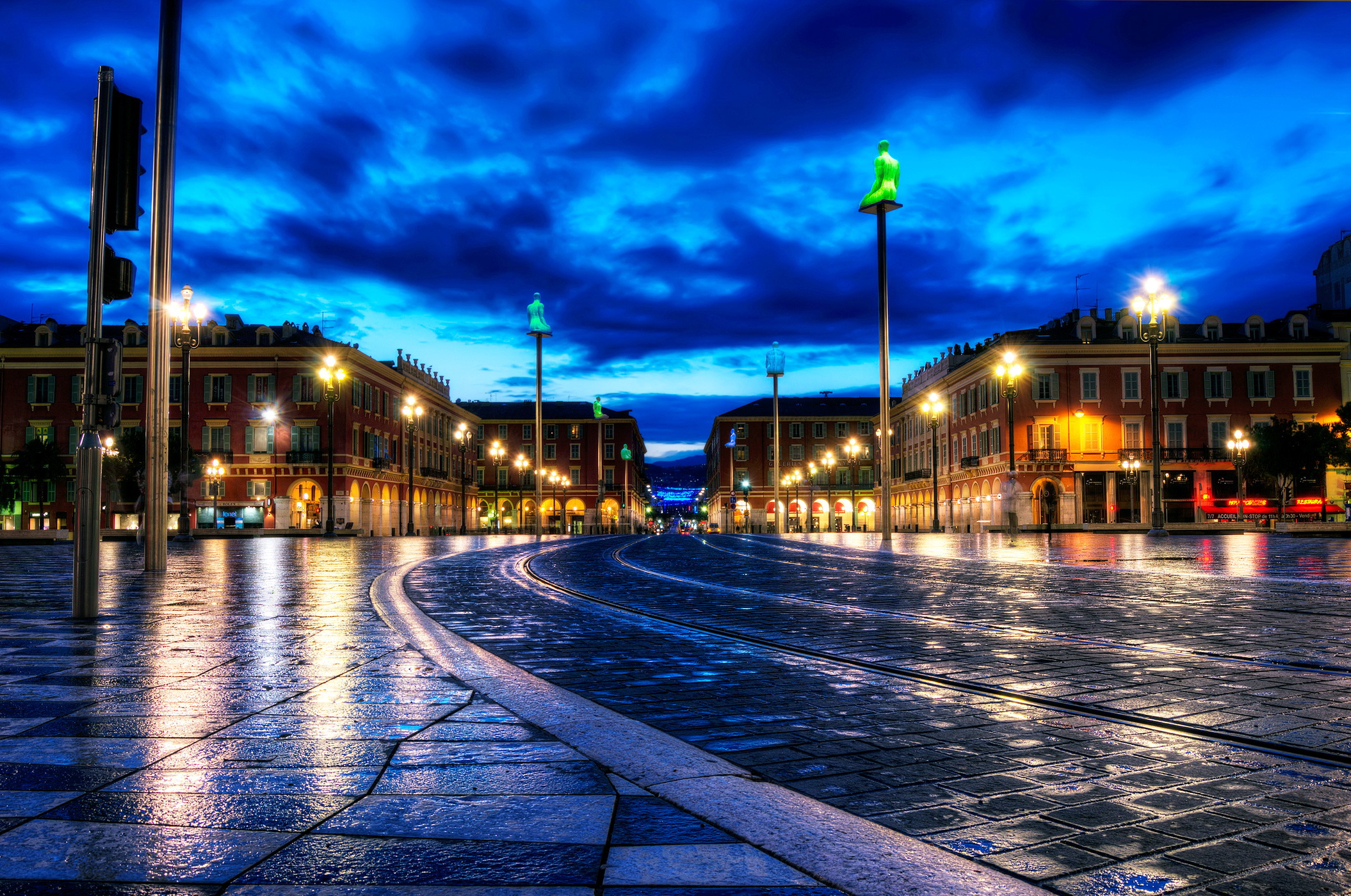 france, Night, City, Roads, Hdr, Wet, Rain, Lights, Sky, Clouds, Roads Wallpaper