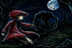 dark, Wolf, Wolves, Animals, Trees, Forest, Red, Riding, Hood, Monster, Creature, Halloween
