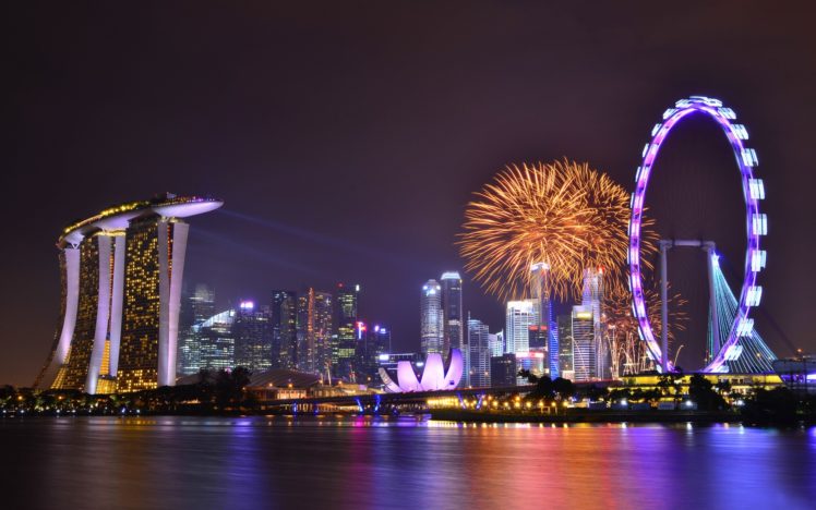 singapore, Fireworks HD Wallpaper Desktop Background