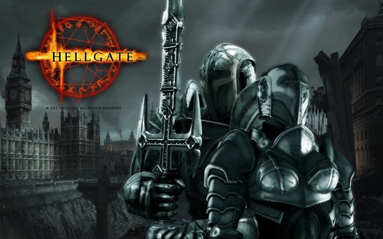 hellgate, London, Fantasy, Action, Sci fi, Poster, Warrior, Knight, Armor, Weapon, Sword HD Wallpaper Desktop Background