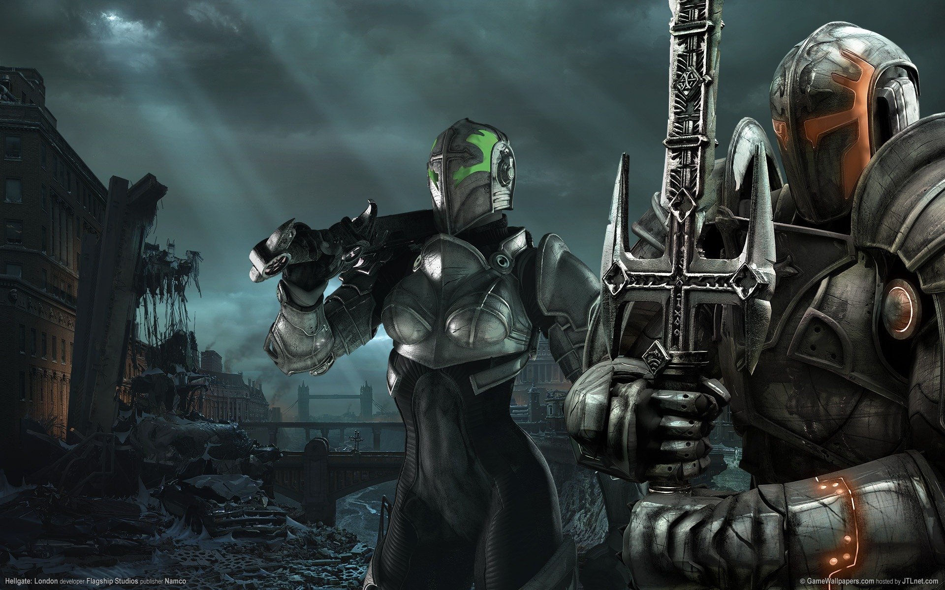 hellgate, London, Fantasy, Action, Sci fi, Warrior, Weapon, Gun, Sword, Armor Wallpaper