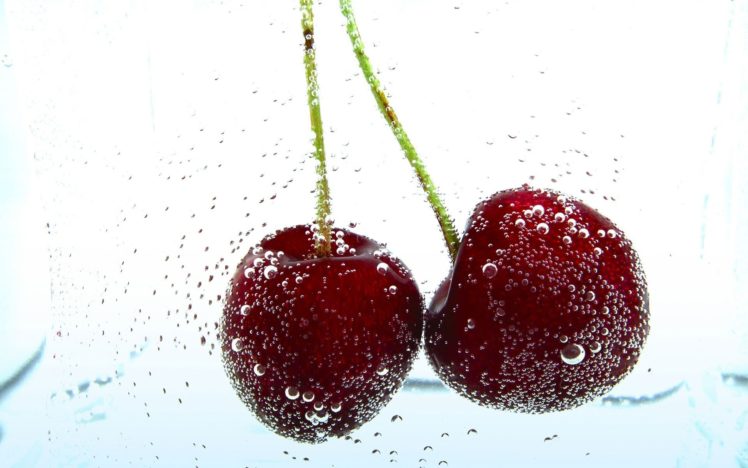 water, Bubbles, Cherries, Macro, Berries HD Wallpaper Desktop Background