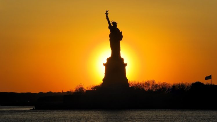 new, York, City, Statue, Of, Liberty, Statue, Usa, Sunset, Sunrise HD Wallpaper Desktop Background
