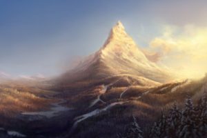artwork, Mountain, Peak