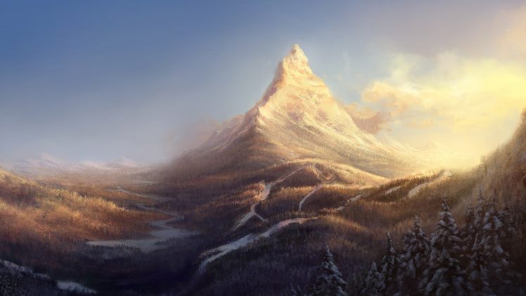 artwork, Mountain, Peak HD Wallpaper Desktop Background