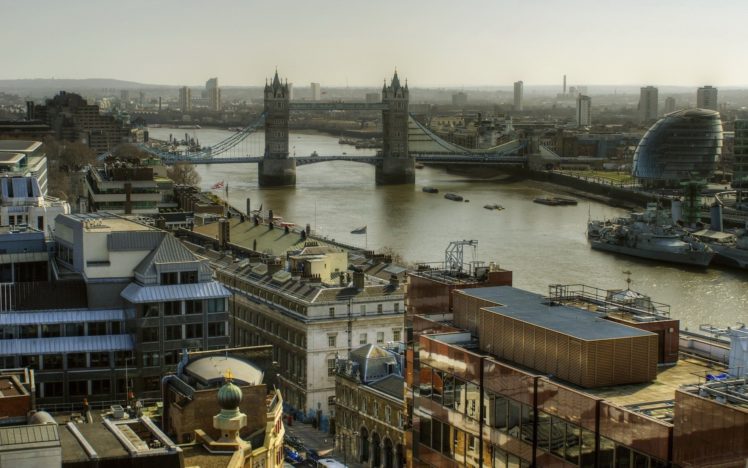cityscapes, England, Architecture, London, Tower, Bridge, River, Thames HD Wallpaper Desktop Background