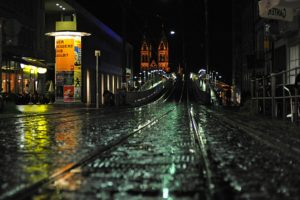 cityscapes, Night, Germany, Street, Freiburg, Rain, Reflection, Cities