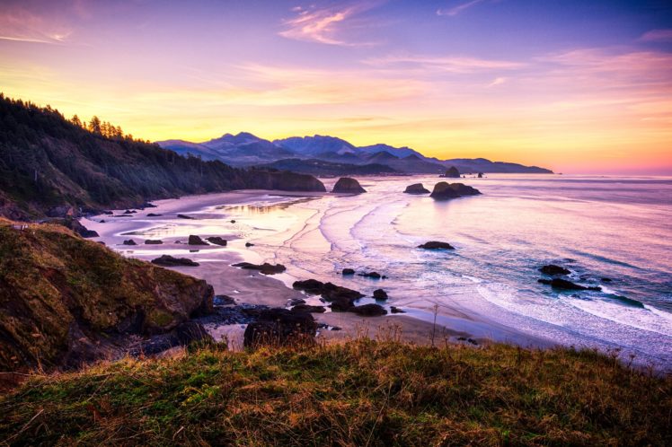 cannon, Beach, Oregon, Sunset, Landscape HD Wallpaper Desktop Background