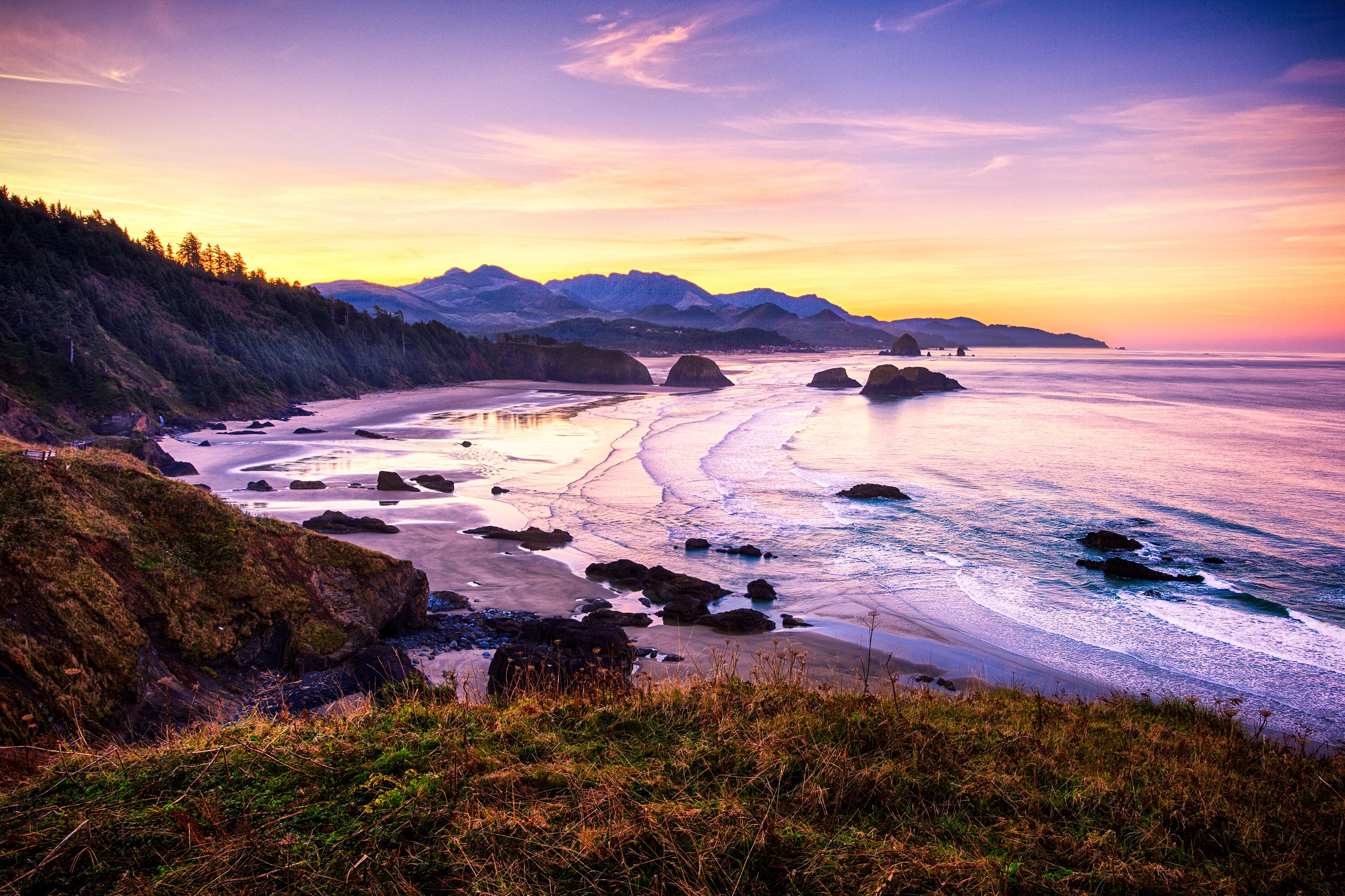 cannon, Beach, Oregon, Sunset, Landscape Wallpapers HD / Desktop and