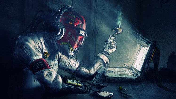 sci, Fi, Art, Marijuana, Toke, Cyborg, Humor, Robot, Mech, Tech, Computer HD Wallpaper Desktop Background