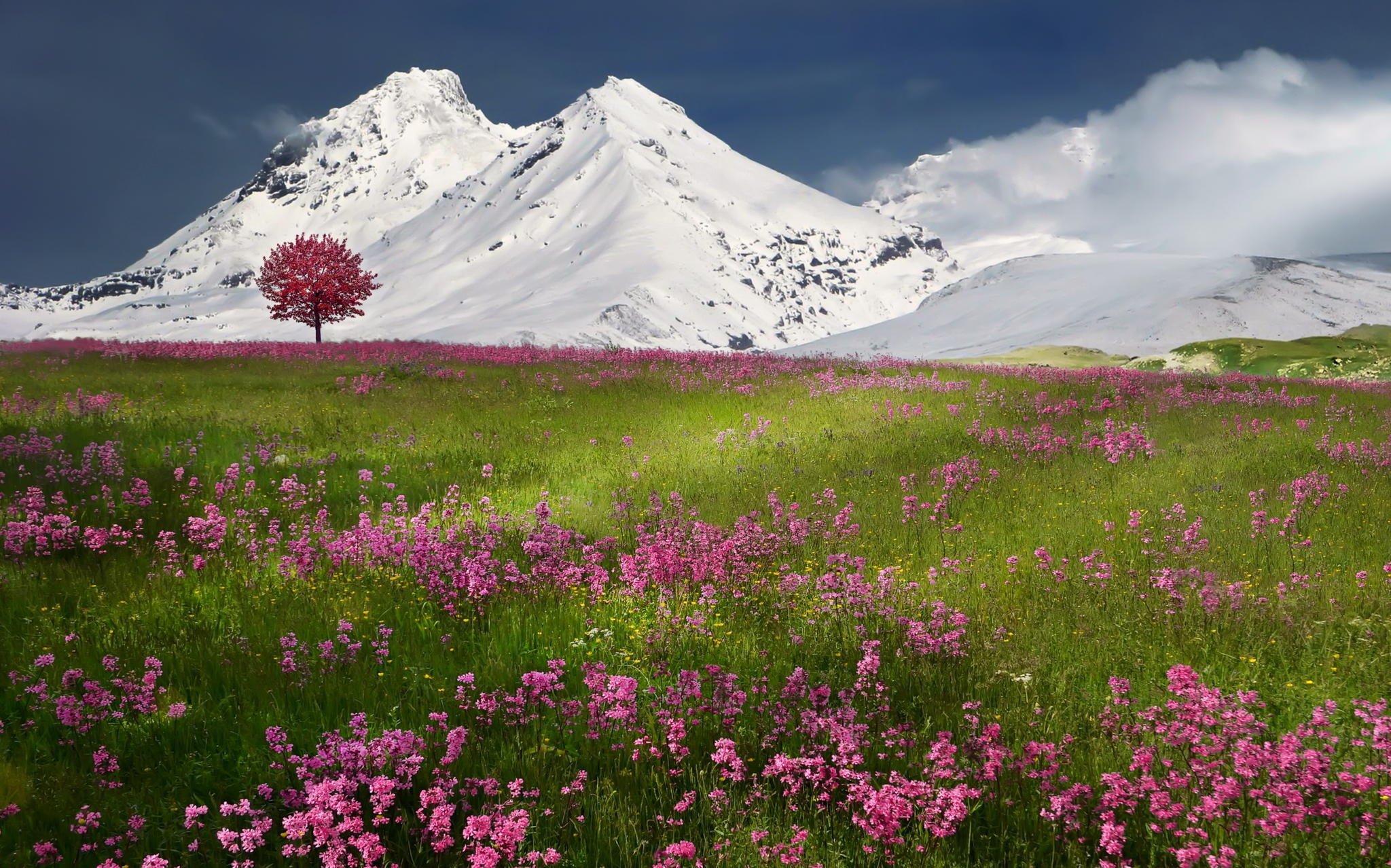 spring, Snow, Mountains, Nature, Winter Wallpaper