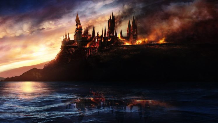 harry, Potter, Hogwarts, Fantasy, Castle, Witch, Fire, Art, Cg, Digital, Art HD Wallpaper Desktop Background