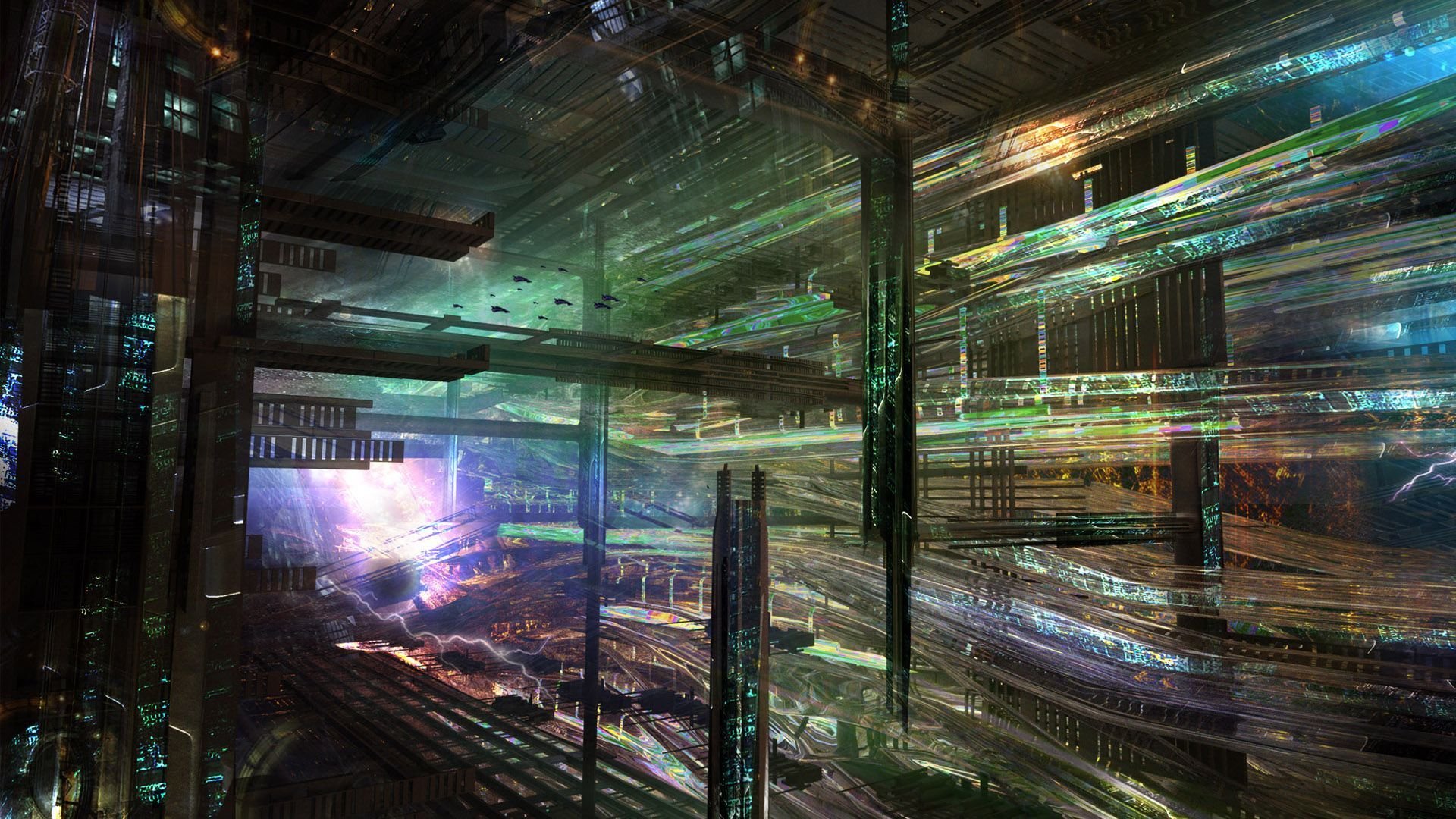 abstract, Cityscapes, Futuristic, Data, Artwork Wallpaper