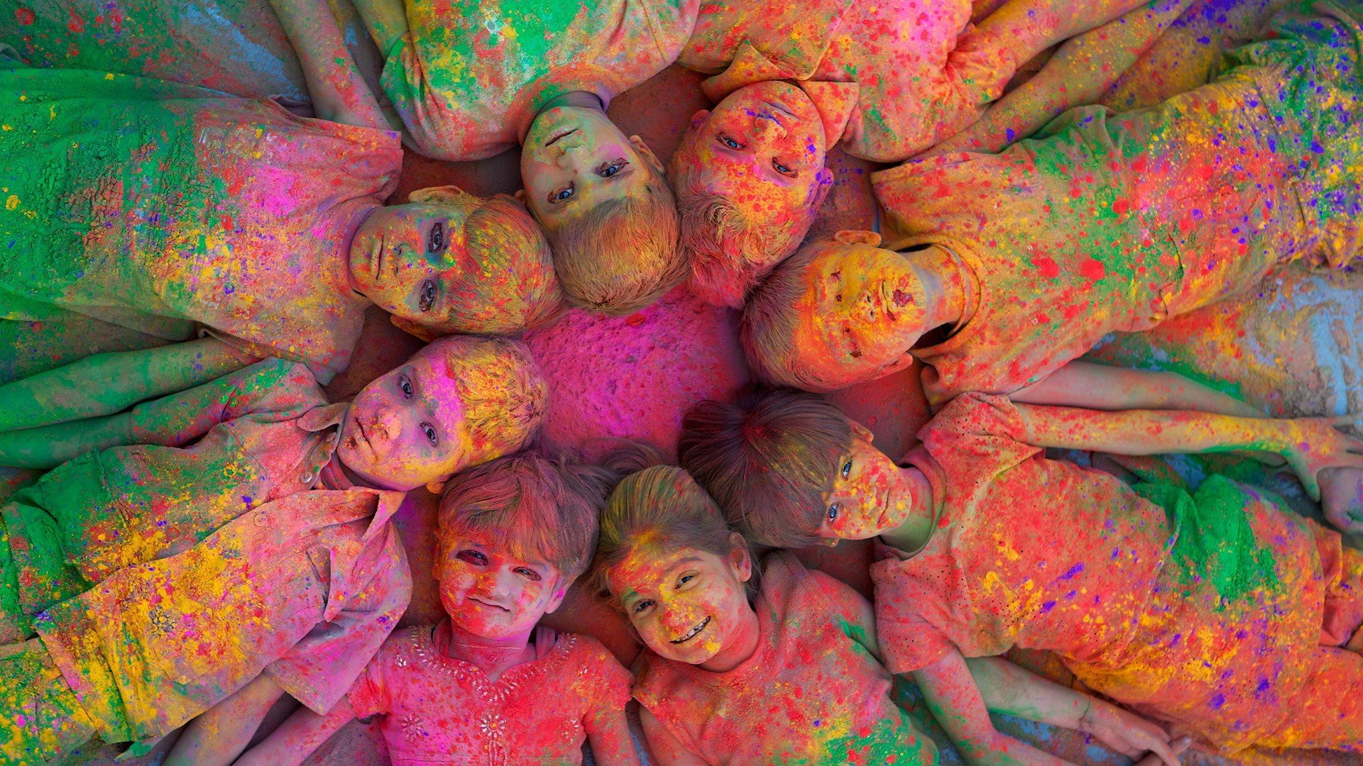 multicolor, India, Holi, Jodhpur, Children Wallpaper