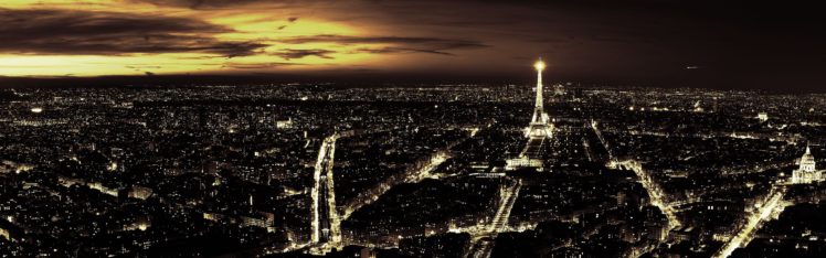 eiffel, Tower, Paris, Night, France, Multiscreen HD Wallpaper Desktop Background