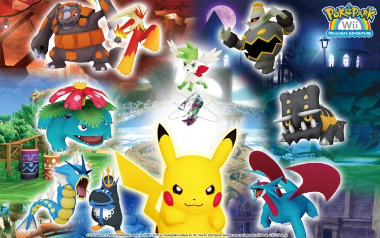 pokemon, Venusaur, Pikachu, Blaziken, Empoleon, Gyarados, Bastiodon, Dusknoir, Salamence, Shaymin, Rhyperior HD Wallpaper Desktop Background