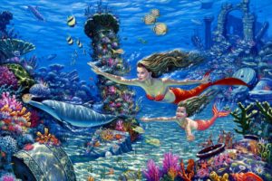 fantasy, Cg, Digital, Art, Mermaid, Ocean, Fish