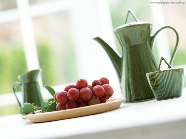 tea, Fruits, Cups, Grapes, Kettle HD Wallpaper Desktop Background