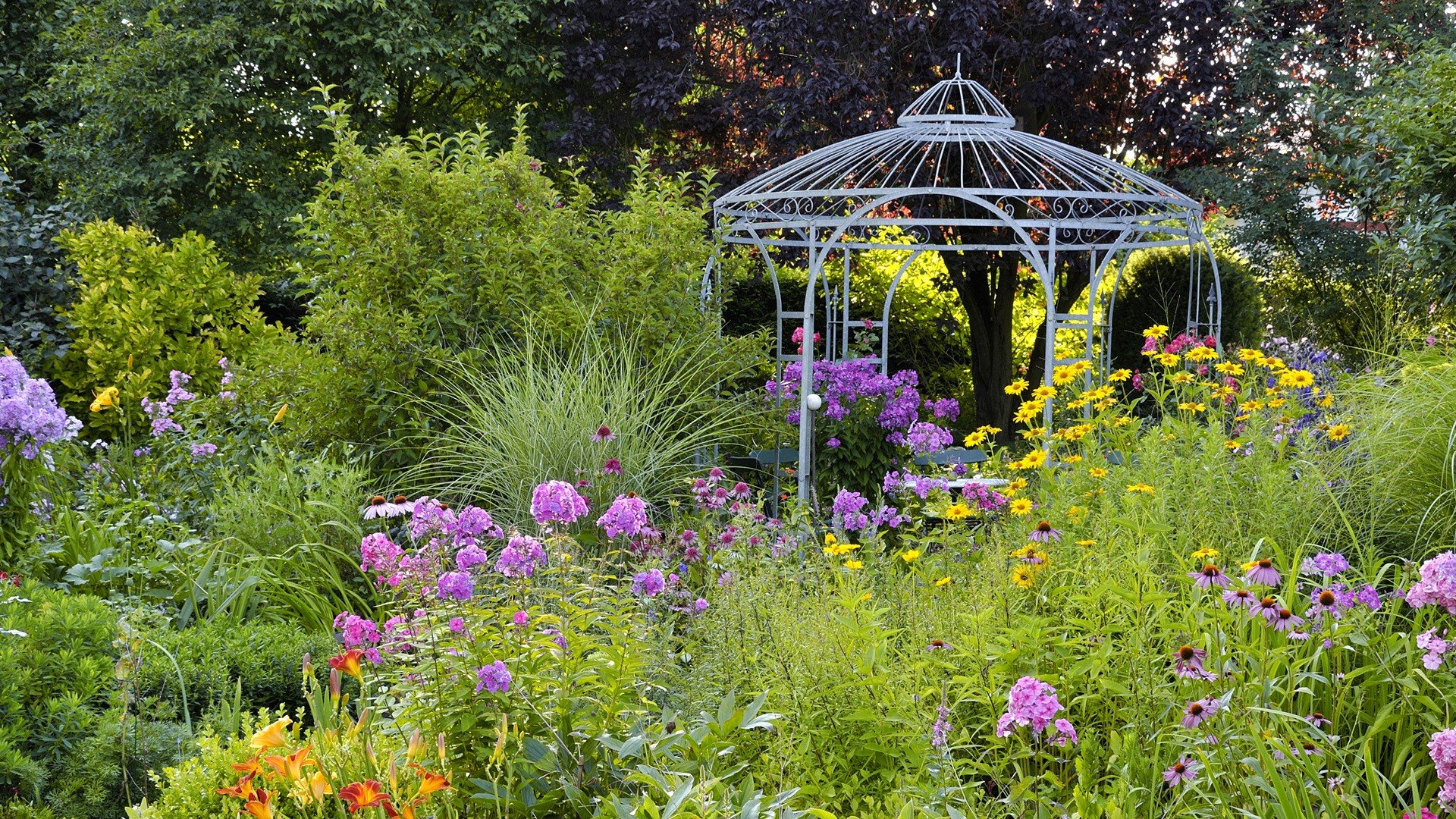 garden, Summer, Gazebo Wallpaper